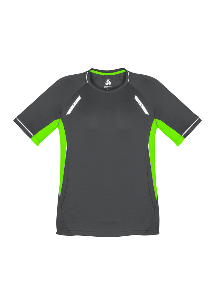 T701MS - Biz Collection - Mens Renegade Tee | Grey/Fluoro Lime/Silver