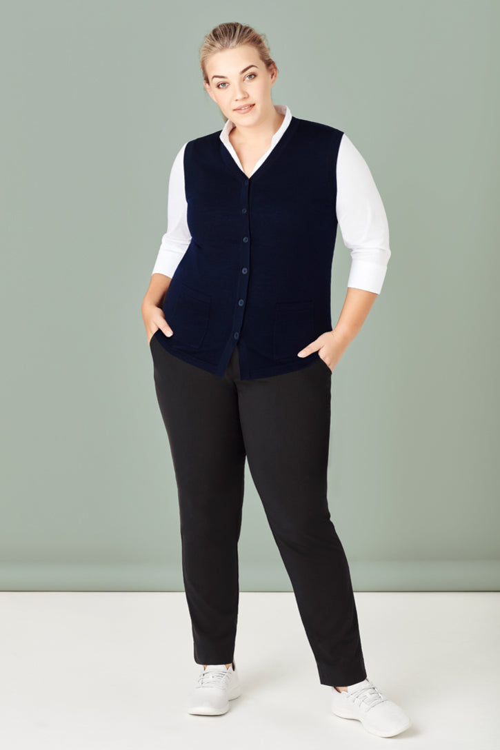 CK961LV - Biz Care - Womens Button Front Knit Vest