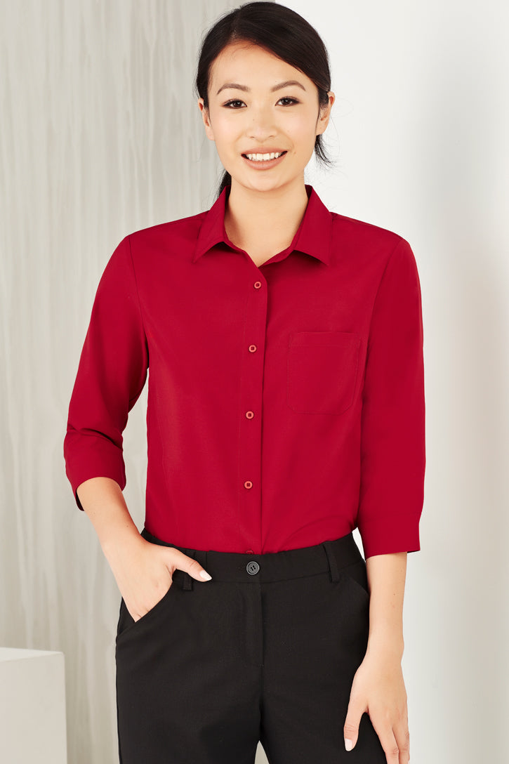 CS951LT - Biz Care - Womens Florence Plain 3/4 Sleeve Shirt | Cherry