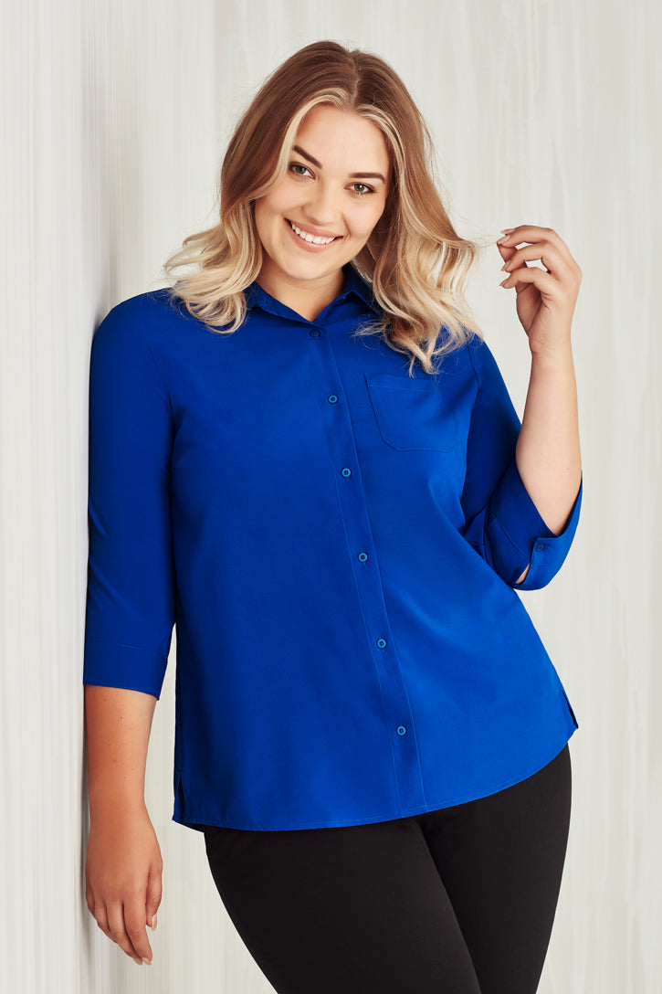 CS951LT - Biz Care - Womens Florence Plain 3/4 Sleeve Shirt | Electric Blue