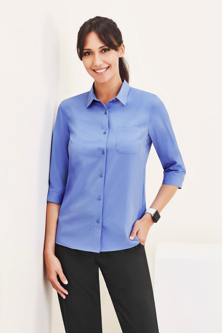 CS951LT - Biz Care - Womens Florence Plain 3/4 Sleeve Shirt | Mid Blue