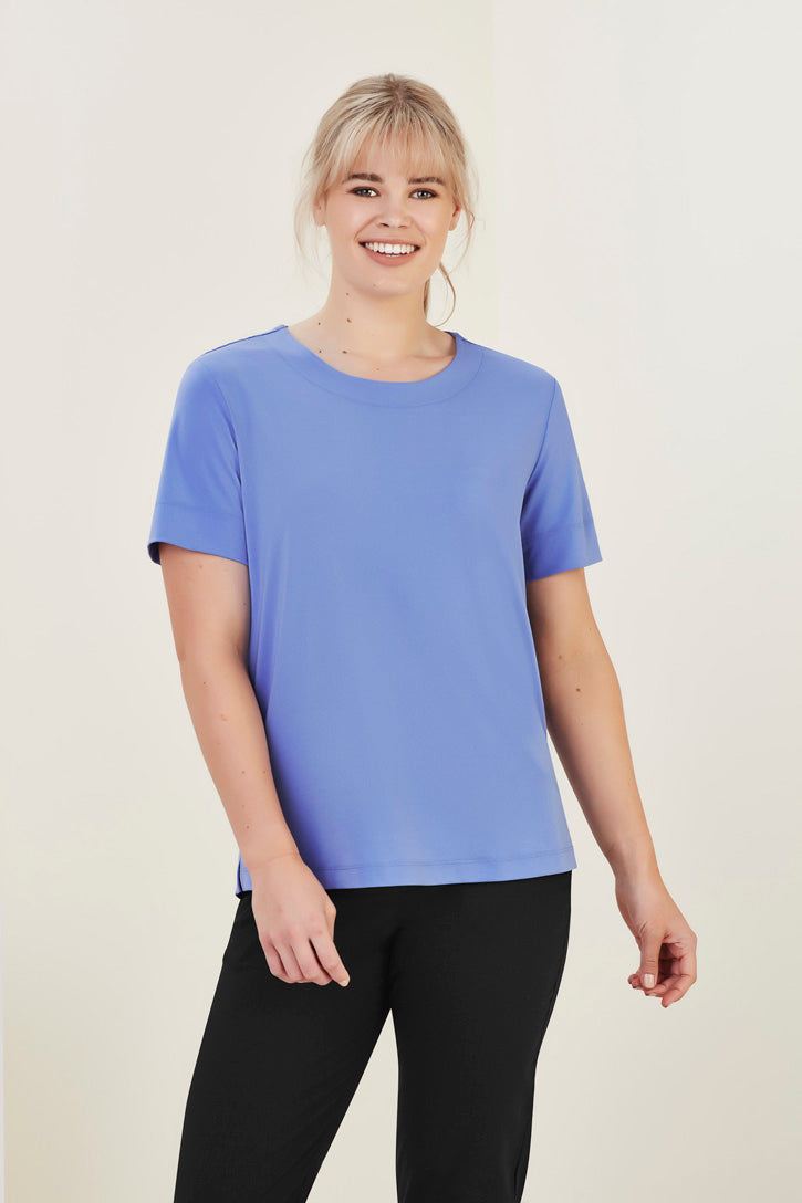 CS952LS - Biz Care - Womens Marley Short Sleeve Jersey Top | Mid Blue