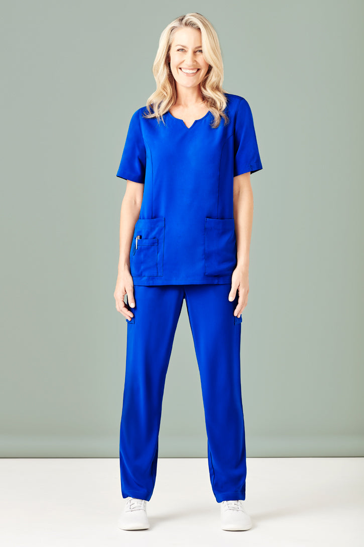 CST942LS - Biz Care - Avery Womens Tailored Fit Round Neck Scrub Top | Electric Blue