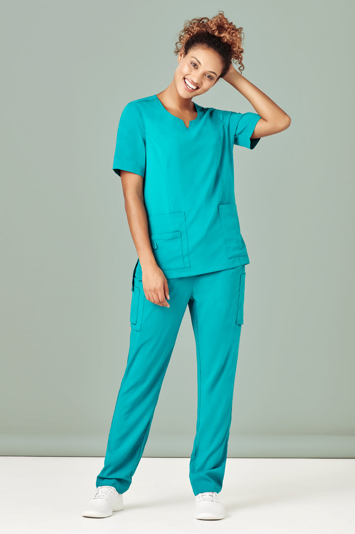 CST942LS - Biz Care - Avery Womens Tailored Fit Round Neck Scrub Top | Teal