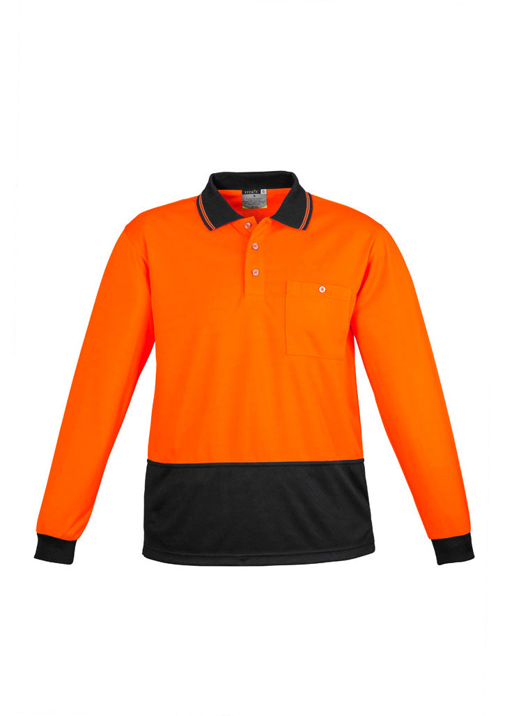 ZH232 - Syzmik - Unisex Hi Vis Basic Spliced Polo - Long Sleeve | Orange/Black