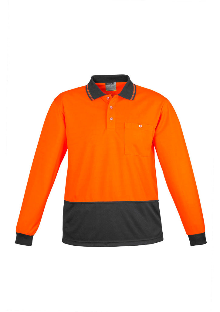 ZH232 - Syzmik - Unisex Hi Vis Basic Spliced Polo - Long Sleeve | Orange/Charcoal