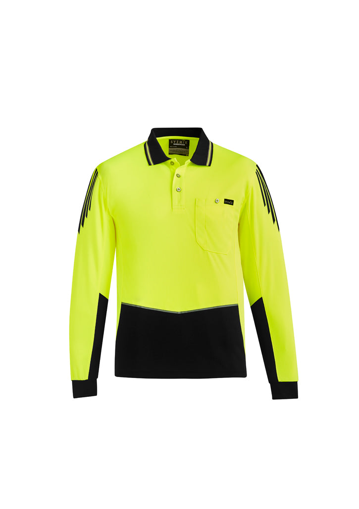 ZH310 - Syzmik - Mens Hi Vis Flux L/S Polo | Yellow/Black