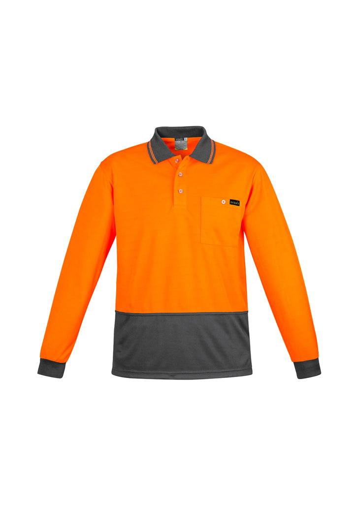 ZH410 - Syzmik - Mens Comfort Back L/S Polo | Orange/Charcoal