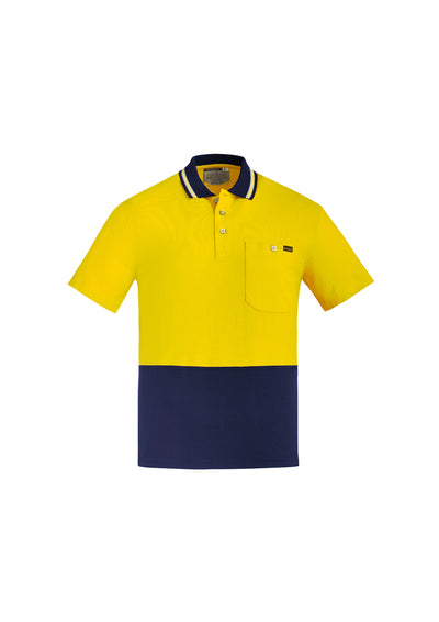 ZH435 - Hi-Vis Men's Cotton Short Sleeve Polo (Day) | Yellow/Navy