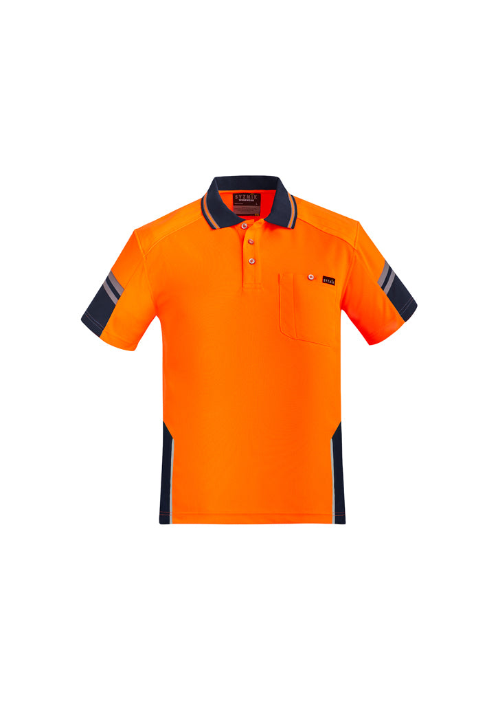 ZH465 - Syzmik - Mens Reinforced Hi Vis Squad S/S Polo | Orange/Navy