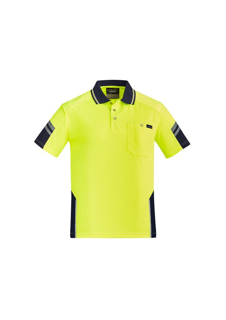 ZH465 - Syzmik - Mens Reinforced Hi Vis Squad S/S Polo | Yellow/Navy