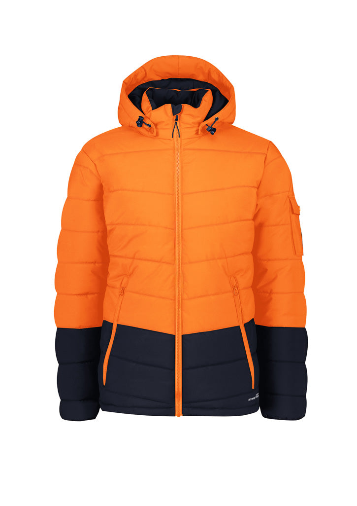 ZJ240 - Syzmik - Unisex Streetworx Hooded Puffer Jacket | Orange/Navy