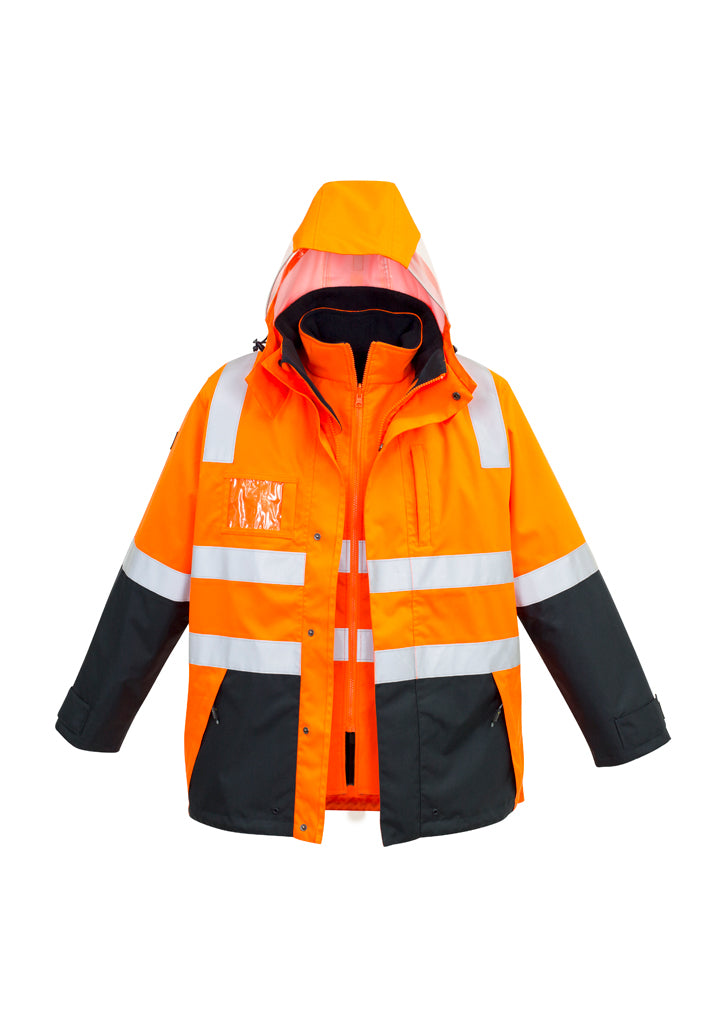 ZJ532 - Syzmik - Mens Hi Vis 4 in 1 Waterproof Jacket | Orange/Navy
