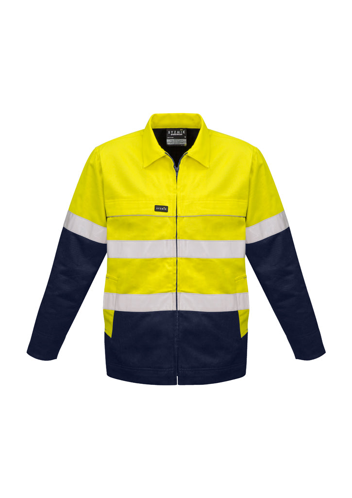 ZJ590 - Syzmik - Mens Hi Vis Cotton Drill Jacket | Yellow/Navy