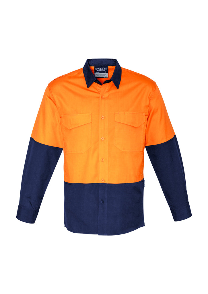 ZW128 - Syzmik - Mens Rugged Cooling Hi Vis Spliced Shirt | Orange/Navy
