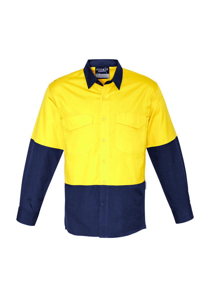 ZW128 - Syzmik - Mens Rugged Cooling Hi Vis Spliced Shirt | Yellow/Navy