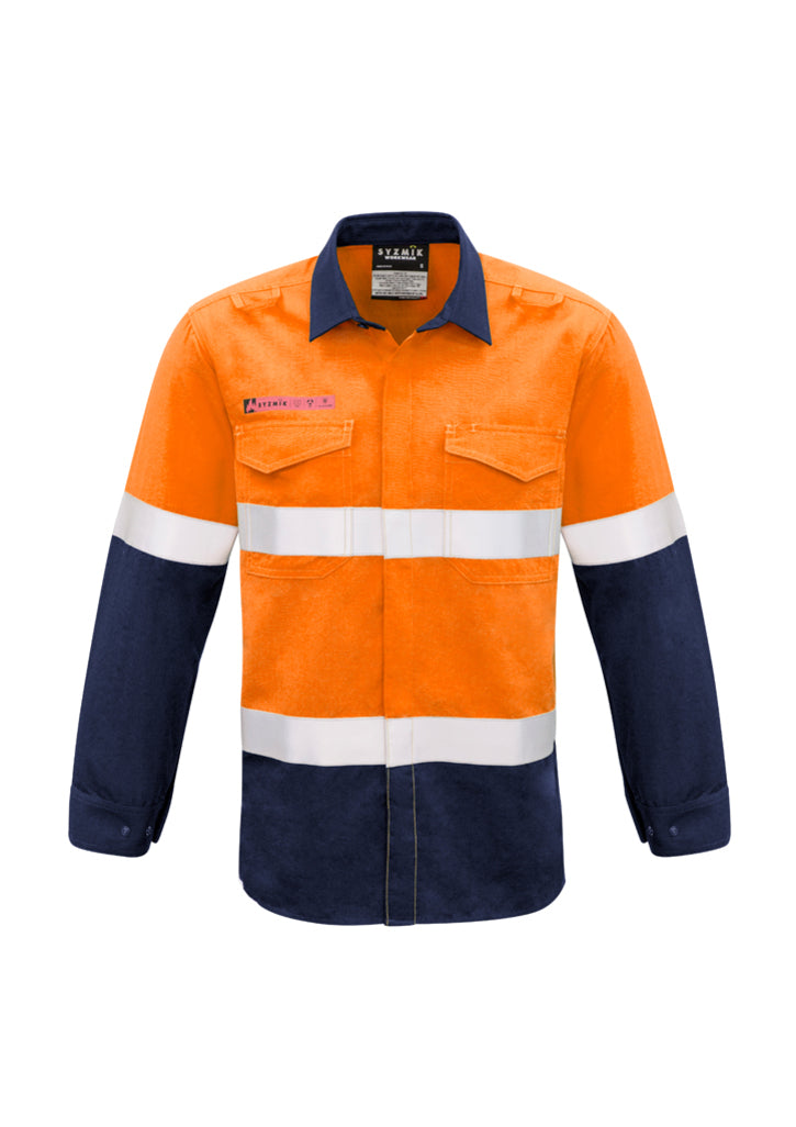 ZW132 - Syzmik - Mens Red Flame Hi Vis Shirt - Hoop Taped | Orange/Navy