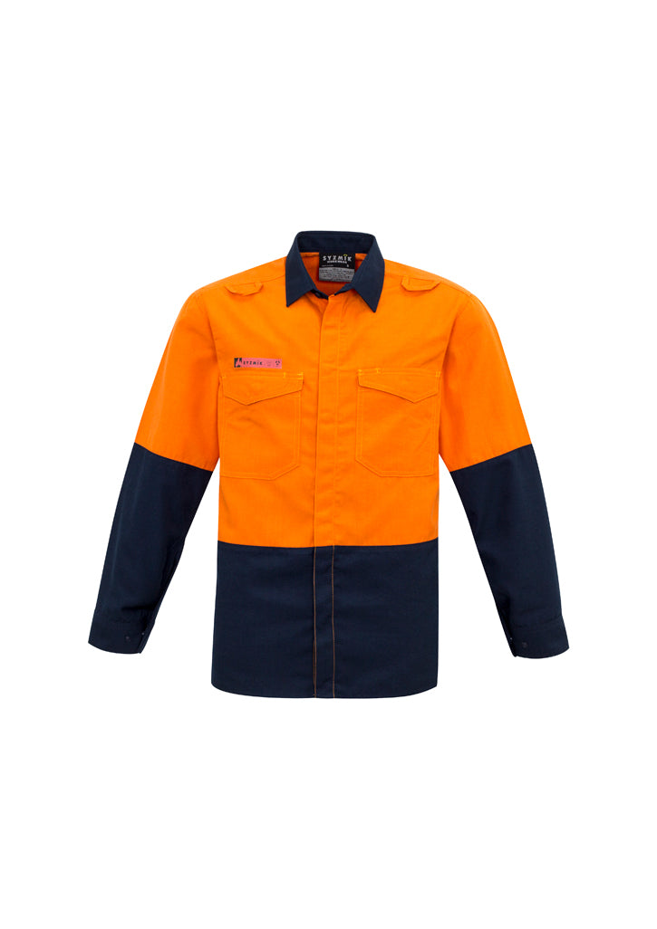 ZW138 - Syzmik - Mens Hi Vis Spliced Shirt | Orange/Navy