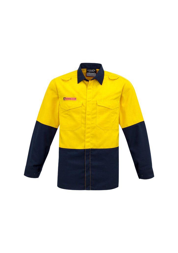 ZW138 - Syzmik - Mens Hi Vis Spliced Shirt | Yellow/Navy