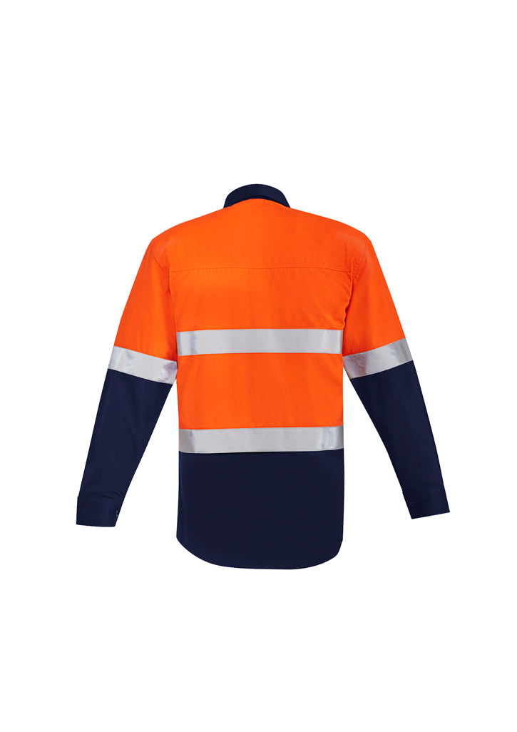 ZW140 - Syzmik - Mens Orange Flame Hi Vis Open Front Spliced Shirt - Hoop Taped