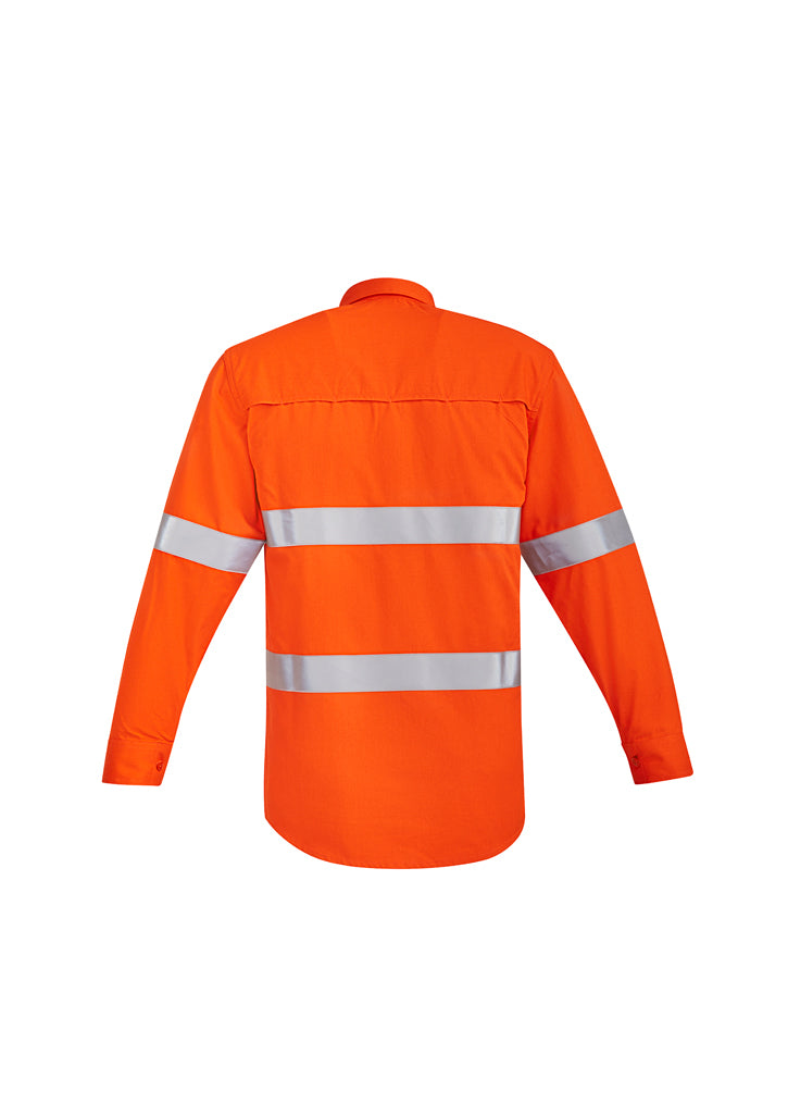 ZW145 - Syzmik - Mens Orange Flame Hi Vis Open Front Shirt - Hoop Taped