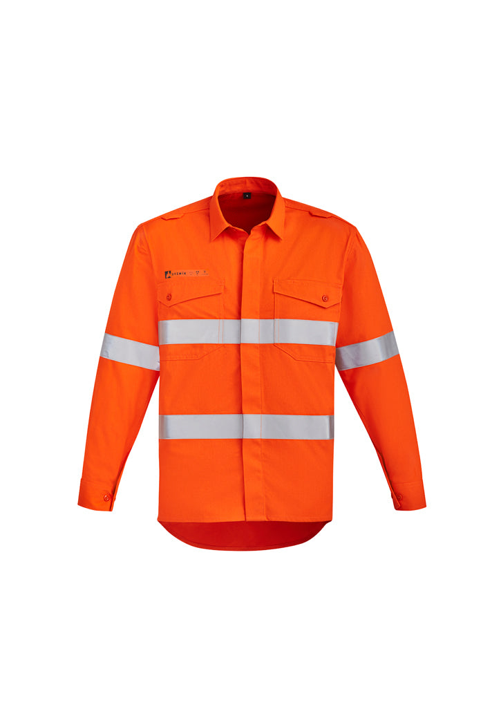 ZW145 - Syzmik - Mens Orange Flame Hi Vis Open Front Shirt - Hoop Taped | Orange