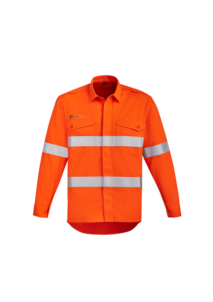 ZW145 - Syzmik - Mens Orange Flame Hi Vis Open Front Shirt - Hoop Taped | Orange