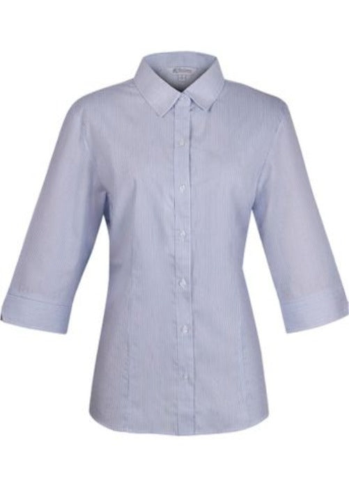 2900T - Aussie Pacific Ladies Henley Striped 3/4 Sleeve Shirt
