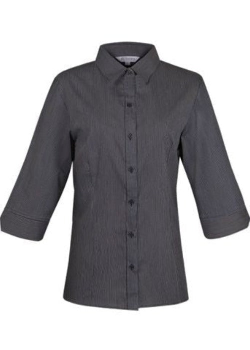 2900T - Aussie Pacific Ladies Henley Striped 3/4 Sleeve Shirt
