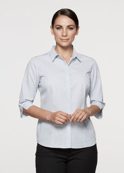 2906T - Aussie Pacific Ladies Bayview Wide Stripe 3/4 Sleeve Shirt
