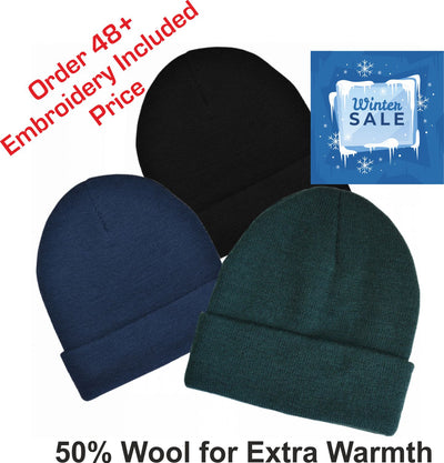 Wool Blend beanies - special offer including embroidery for 48 or more