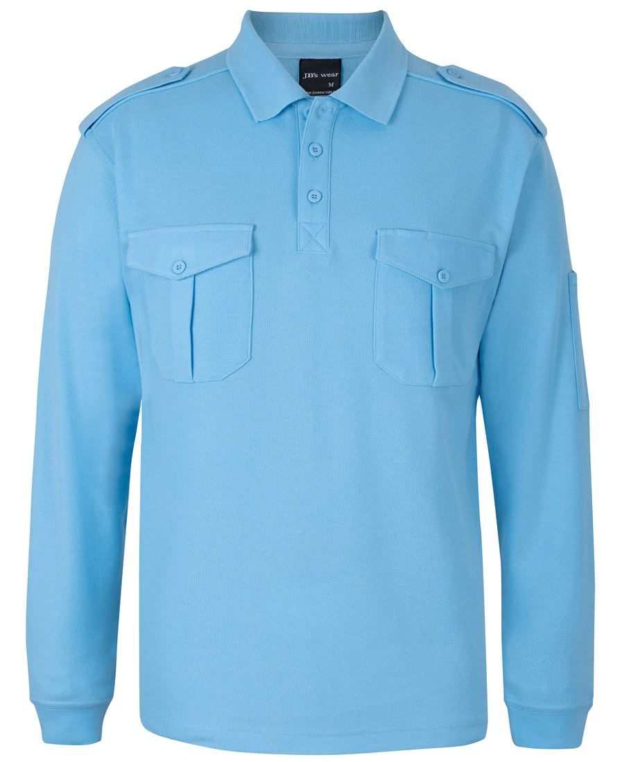 210EL - JB's Wear - L/S 250 Epaulette Polo Light Blue