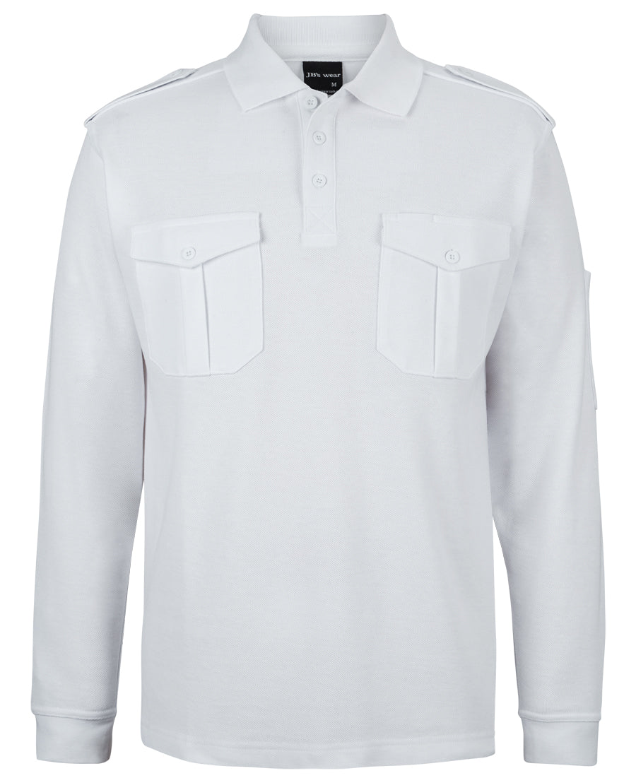 210EL - JB's Wear - L/S 250 Epaulette Polo White