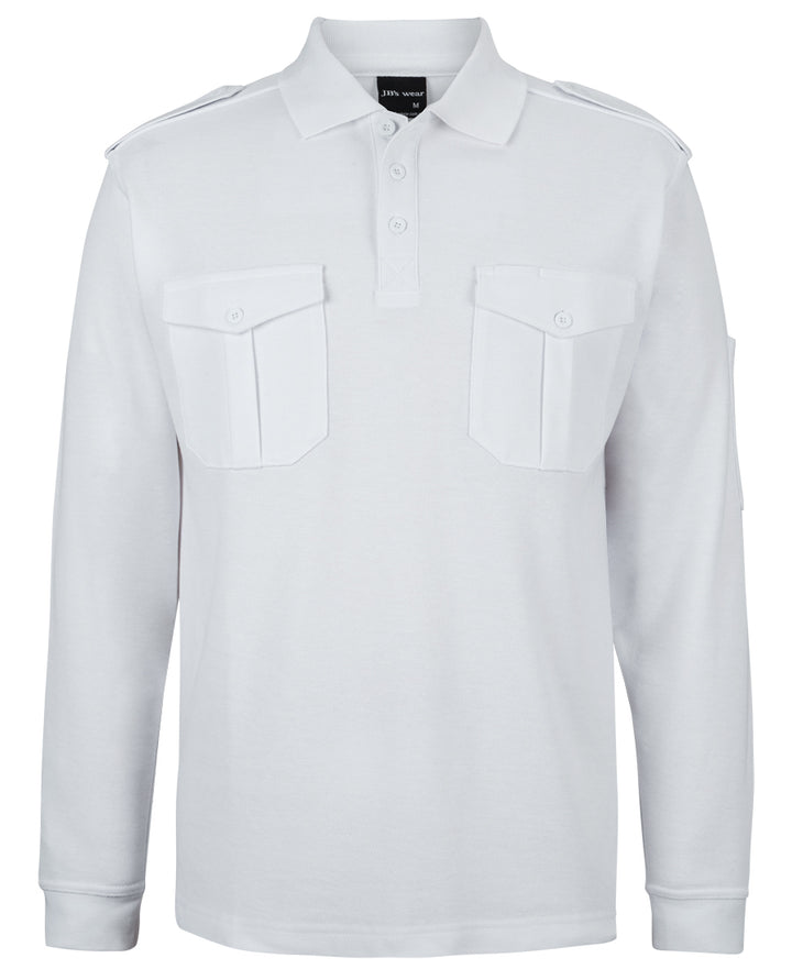 210EL - JB's Wear - L/S 250 Epaulette Polo White