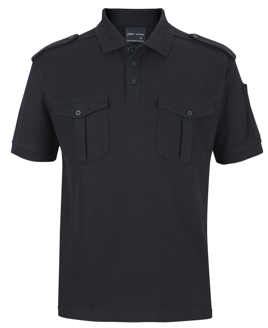 210ES - JB's Wear - S/S 250 Epaulette Polo Black