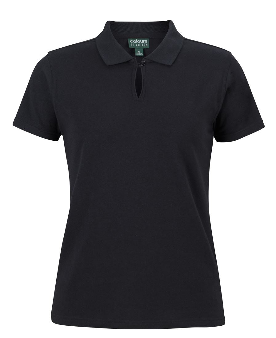 2STS1 - Colours of Cotton - Ladies Cotton S/S Stretch Polo Black