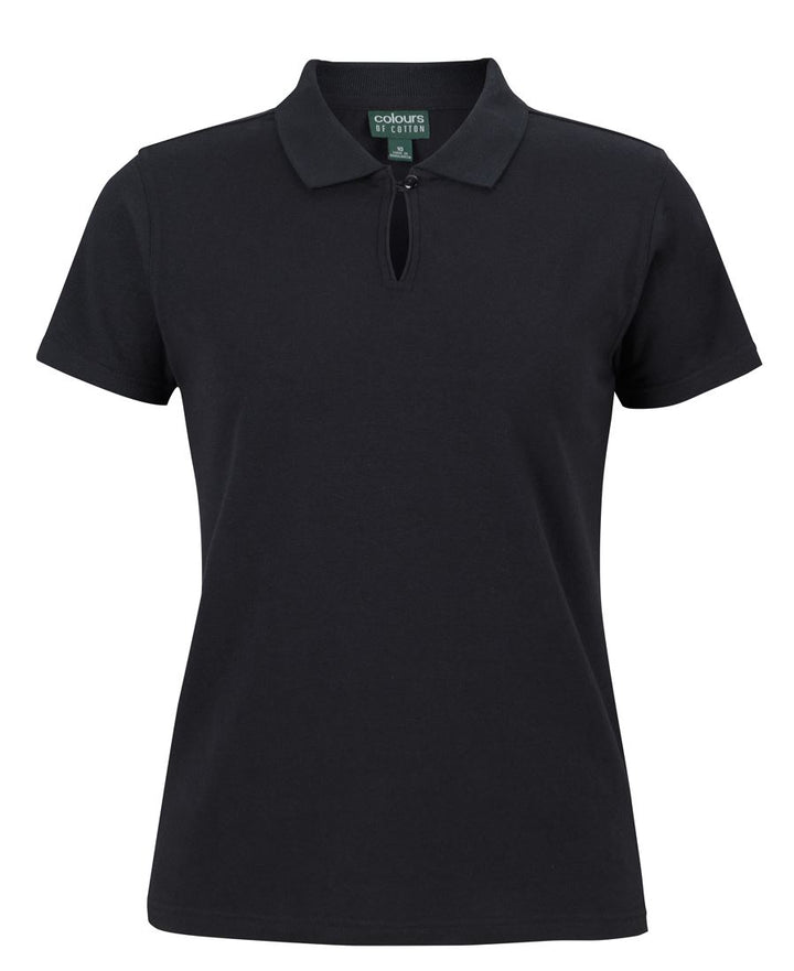 2STS1 - Colours of Cotton - Ladies Cotton S/S Stretch Polo Black