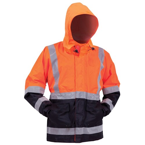 32205 - Bison - Stamina Rain Jacket Day/Night Orange/Navy