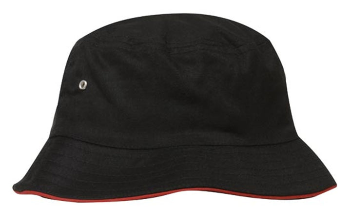 4223 - Headwear - Brushed Sports Twill Bucket Hat with sandwich trim options