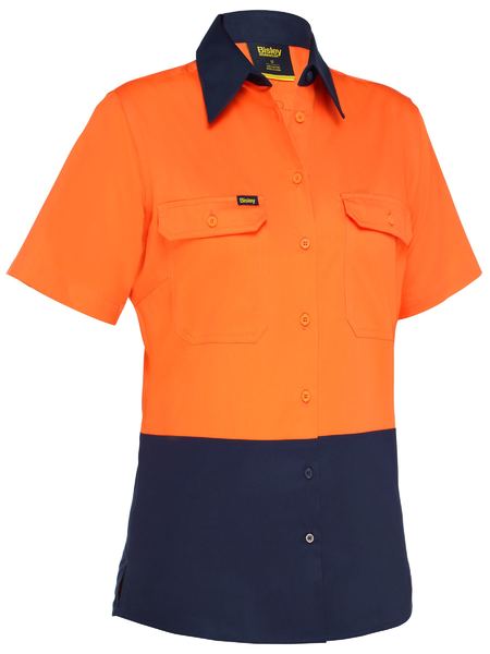 BL1895 - Bisley - Women's Cool Lightweight Hi-Vis Drill Shirt Orange/Navy