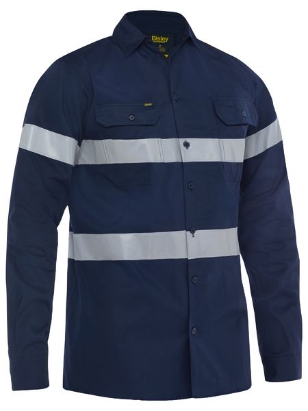 BS6883T - Bisley - Taped Cool Lightweight Drill Shirt Navy