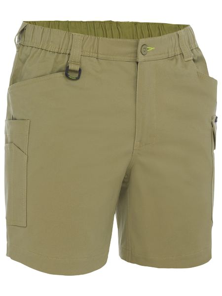 BSHC1018 - Bisley - Stretch Cotton Elastic Waist Cargo Short Khaki