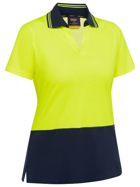 BKL1234 - Bisley - Women's Hi-Vis V-Neck Polo Yellow/Navy 