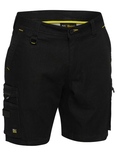 BSHC1335 - Bisley - Flx & Move Stretch Denim Zip Cargo Shorts Black