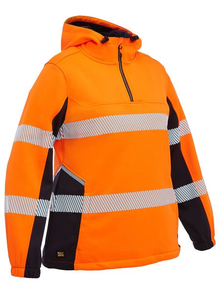 BKL6571T - Bisley - Women's Hi-Vis Taped Liquid Repellent Fleece Hoodie Orange/Navy 