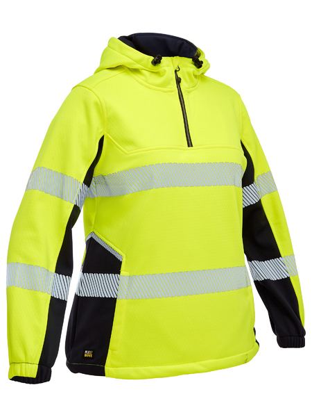 BKL6571T - Bisley - Women's Hi-Vis Taped Liquid Repellent Fleece Hoodie Yellow/Navy