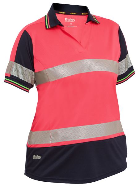 BKL1225T - Bisley - Hi-Vis Women's Taped Two Tone V-Neck Polo - Short Sleeve