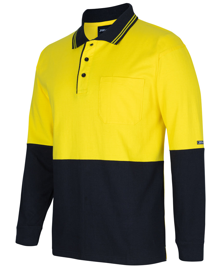 6CPHL - JB's Wear - Hi Vis 100% Cotton Long Sleeve Polo (Day) - 210gsm