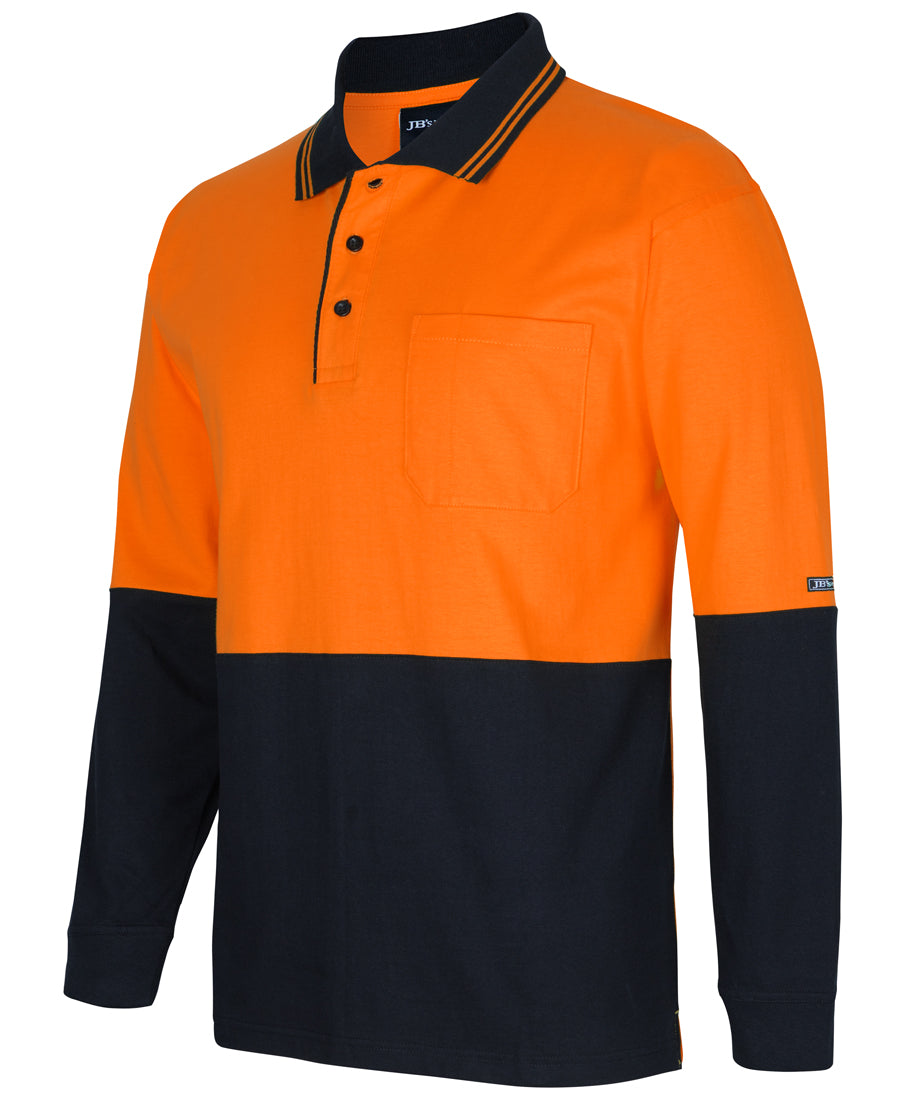 6CPHL - JB's Wear - Hi Vis 100% Cotton Long Sleeve Polo (Day) - 210gsm