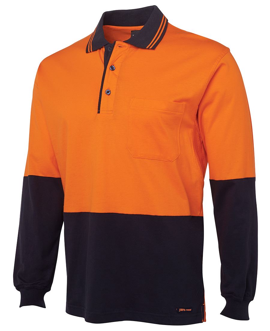 6CPHL - JB's Wear - Hi Vis 100% Cotton Long Sleeve Polo (Day) - 210gsm